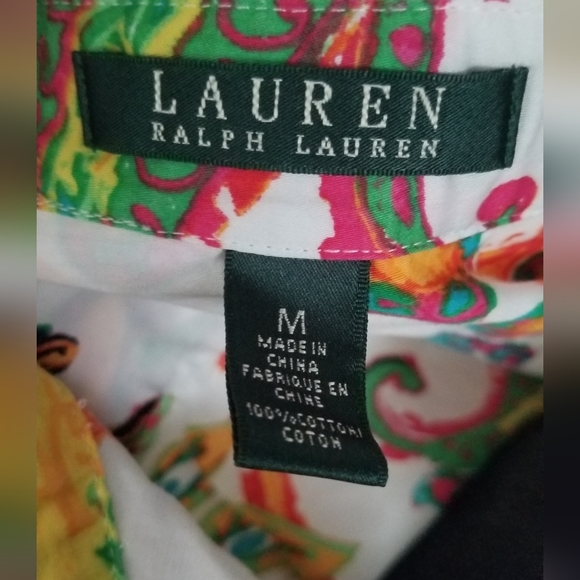 Vintage Lauren Ralph Lauren light cotton button front top sz M - Picture 6 of 6